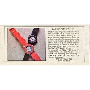Car & Driver Magazine "Ladies Sorts Watch" Vintage Print Ad 1989